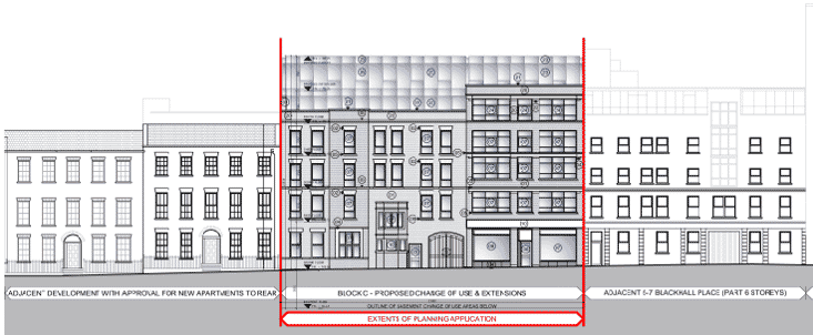 Blackhall Place Proposed Floor Elevation by Douglas Wallace Dublin Architects
