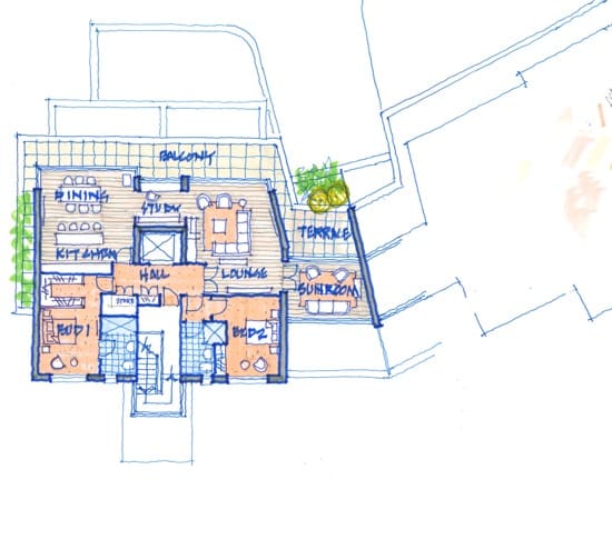 Killiney Apartments designed by Douglas Wallace room plan